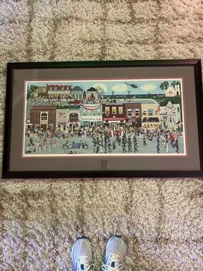 Framed Coastal Parade Print in Brown Frame